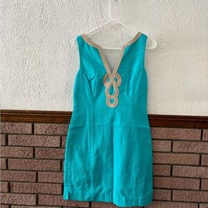 Lilly Pulitzer Turquoise Textured Sleeveless Dress – Size 10